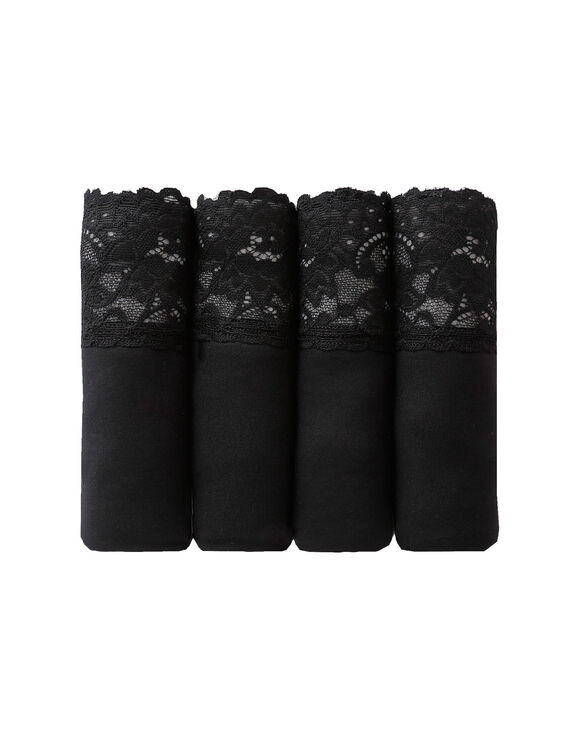 Slip coton et dentelle forme midi Romance - lot de 4 (3 + 1 gratuit) (noir) Slip coton et dentelle forme midi Romance - lot de 4 (3 + 1 gratuit) (noir)